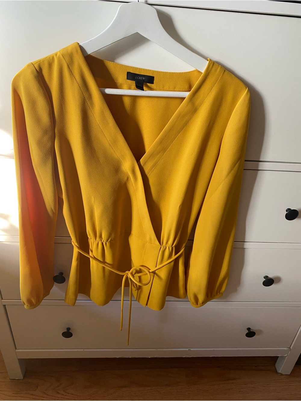 J. Crew Mustard Yellow Wrap-Front Blouse
